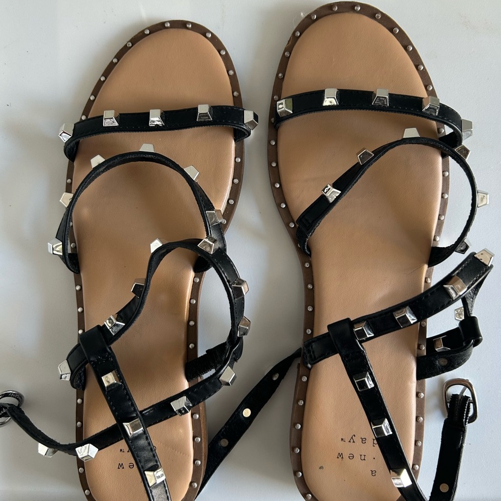 a new day Black Studded Sandals